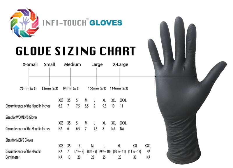 Infi-Touch Black Nitrile Protective Gloves, Medium, Pack of 100 - Image 5